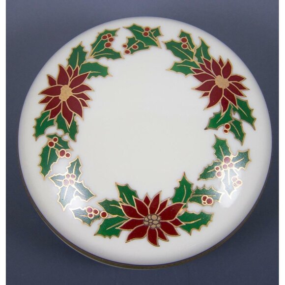 Mikasa Holiday Elegance Porcelain Poinsettia Covered Box 3.5" FK001/420 NEW - Picture 1 of 6